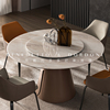 大理石餐桌轻奢高端意(高端意)式圆桌椅组合家用圆形，饭桌子现代简约高级感