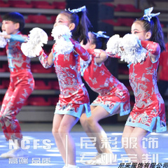 定制儿童健美操服竞技艺术体操服啦啦操比赛服中国风拉拉队服装女