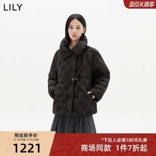 商场同款LILY2023冬女装保暖鹅绒两穿立领通勤羽绒服外套