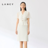 LANCY/朗姿夏季收腰显瘦假两件连衣裙女法式短袖高端礼服裙子