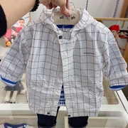 韩国中小童装23春秋男女童宝宝帅气格子，带帽风衣洋气外套