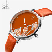 士手表蝴蝶皮带玫瑰，金表k0118创意，女时尚石英真皮国产腕表