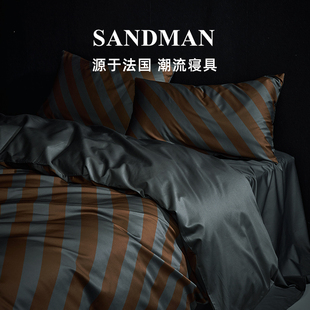 sandman联名四件套，床上100支贡缎高端长绒棉，全棉纯棉床单被套床品