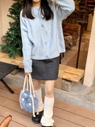 韩系纯色圆领麻，花纹毛衣长袖单排扣百搭上衣时尚休闲洋气
