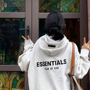 essentialsfog秋冬装潮牌高街字母，情侣装加绒宽松连帽衫卫衣女