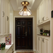 美式全铜走廊过道阳台灯创意别墅入户灯玄关门口小吸顶灯欧式灯具