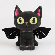 跨境黑色蝙蝠猫咪公仔万圣节毛绒玩具家居装饰摆件礼物