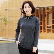 韩国冬季妈妈装长袖T恤珍珠高领纯色中年女装打底衫厚洋气TBC6025