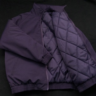 紫色短款棉服高级感男士春季外套男款深紫色棉衣，美式飞行员夹克男