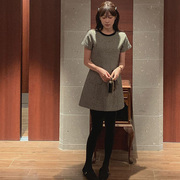 韩国直邮2023年冬装Cherrykoko优雅气质小香风收腰显瘦短袖连衣裙