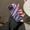 暗夜紫丝绸褶皱纹苹果14promax手机壳，iphone14pro高级感14苹果13套12全包，11防摔promax女pro男pm硅胶适用