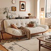 木宫匠奶油风实木沙发床小户型，家用折叠中古风，双人客厅云朵沙发床