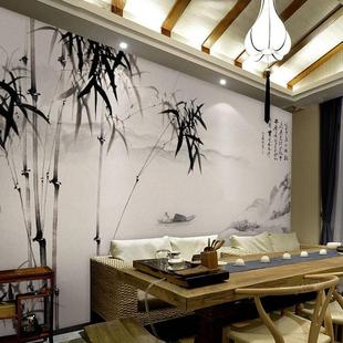 中式新古典壁纸定制壁画风景手绘水墨竹子墙纸客厅电视背景墙墙布