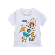 白色火箭男童短袖t恤 外贸童装儿童纯棉上衣宝宝洋气体恤半袖潮流