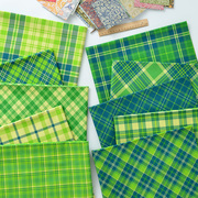 绿色格子纯棉印花布玛丽喏格子风面料简约经典绿色布手工洋装布料