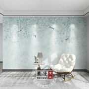 现代简约北欧清新植物叶子壁纸电视背景墙纸客厅沙发卧室定制壁画