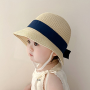 韩版宝宝帽子夏季遮阳儿童草帽薄款防晒婴儿，渔夫帽男女童沙滩凉帽