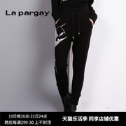 lapargay纳帕佳冬装，黑色毛呢针织，裤子女直筒宽松长裤