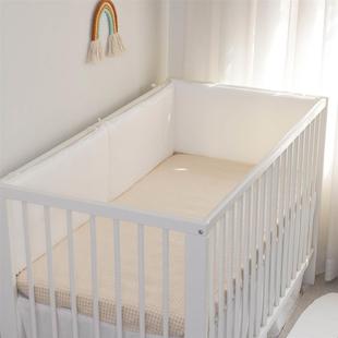 婴儿床围纯棉贡缎白色宝宝护栏，保护垫贡缎白色60*30*3可拆洗