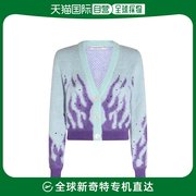 香港直邮潮奢alessandrarich女士，浅绿色紫色羊毛混纺针织开衫