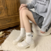 白色厚底珍珠玛丽珍法式单鞋女2024复古日系增高小皮鞋高跟鞋