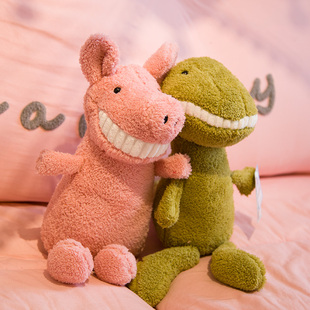 微笑大牙小猪公仔娃娃恐龙毛绒，玩具可爱丑萌玩偶，睡觉抱枕女生床上