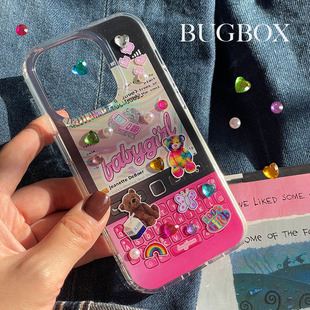 BUGBOX甜美个性适用黑莓创意iPhone14双层12苹果15/13ProMax防摔手机壳15Pro潮牌女生保护套粉色甜酷