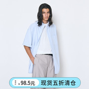 韩国partimento夏季男女铅笔条纹，a型线条宽松短袖衬衫
