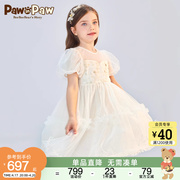 晶耀系列PawinPaw卡通小熊童装24年夏女童刺绣公主连衣裙