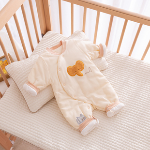 新生婴儿衣服秋冬装0-3月初生，宝宝连体衣夹，棉哈衣爬服护肚和尚服