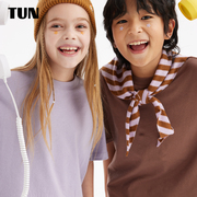 特特噜噜糖果色儿童短袖t恤夏季女童，纯色圆领宽松舒适中大童上衣