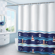 海军风蓝门帘窗帘背景墙布洗澡防水雨布装饰布遮挡帘子卫生间浴帘