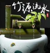 竹子流水器自动鱼缸陶瓷石槽，循环流水喷泉竹筒增氧加湿过滤竹摆件