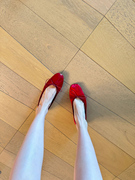 显脚小!芭蕾舞单鞋，法式气质仙女风蝴蝶结红色，浅口平底豆豆鞋婚鞋