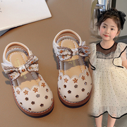 女童包头凉鞋2023年夏季小女孩时尚公主鞋儿童软底舒适凉鞋潮