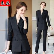 黑色职业装西装套装女长袖，春秋2023高级感显瘦西服外套工作服