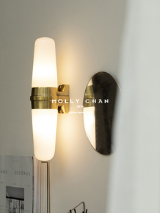 Molly chan 复古黄铜双头客厅卧室餐厅玻璃壁灯卫生间欧式镜前灯