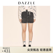dazzle米奇系列地素奥莱黑色米奇牛仔短裙，半身裙女2e1ri171a