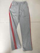订做纯棉中小学生男女校服长裤浅灰色大红条，两道杠休闲运动校裤子