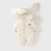 婴儿冬装衣服加绒加厚棉衣女，宝宝可爱超萌连体衣，冬季外出爬服棉袄