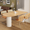 日式侘寂风实木餐桌家用小户型设计师，靠墙饭桌轻奢创意网红工作台