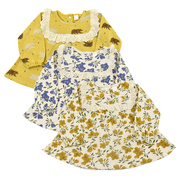 外贸春秋季1-3岁女童上衣女，宝宝长袖圆领t恤日系裙衫碎花娃娃衫