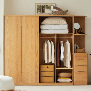 小七的木头全实木衣柜移门，卧室家用橡木，现代简约衣橱组合推拉门