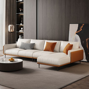 真皮沙发客厅简约现代小户型拼色三人直排组合沙发意式极简皮沙发