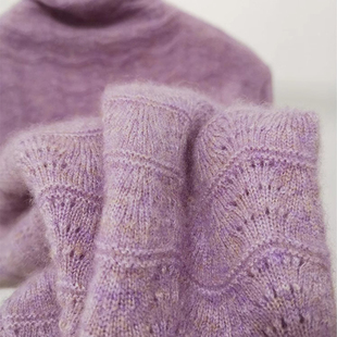奶fufu香芋紫套头针织衫，女2023秋冬季小个子宽松显瘦百搭毛衣