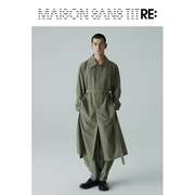 RE BY MAISON SANS TITRE原创设计师 深灰绿色腰部系带长款风衣