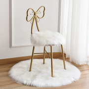 白色仿羊毛圆形椅垫蝴蝶椅坐垫梳妆台毛毛垫网红凳子加厚坐垫地垫