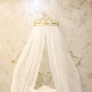 公主床幔蕾丝床头窗帘纱帐吊顶，圆顶蚊帐宫廷，韩式婚庆装饰床帘