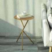 北欧简约现代创意铁艺茶几客厅沙发边几角几金色小圆桌黑白小边桌