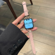 适用于iwatch876苹果手表表带女士高级Ultra皮质D型镶钻轻奢表带